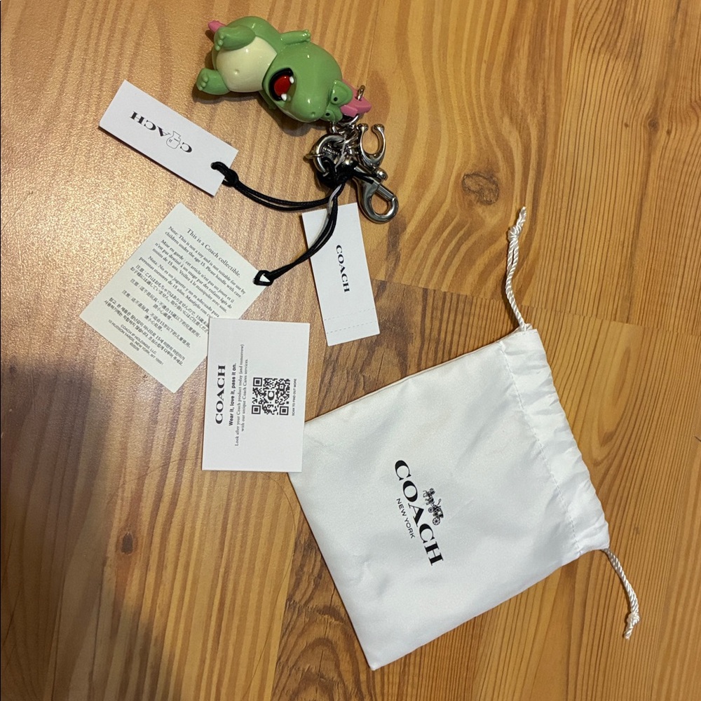 Coach X Brain Dead Dino Darby Charm Keychain Silver Hardware NWT - Picture 2 of 3